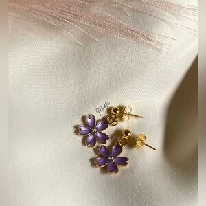 Handmade Purple Flower Earrings